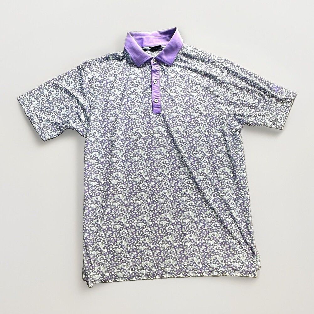 FootJoy FJ Golf Polo Shirt Mens Medium Purple Floral Stretch Performance